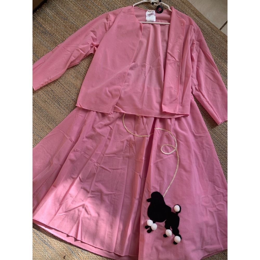 Pony Express Costume Set Women Large Poodle Skirt & Sweater Pink Grease